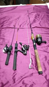 3 ice fishing rods and reels and more