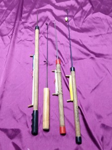 4 Wood ice fishing sticks