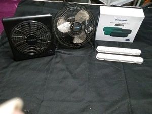 2 led battery operated lights - Work, extension cord safety seals, 2 fans - work