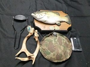 Big Mouth Billy Bass, canteen,  deer horns, survival blanket and more
