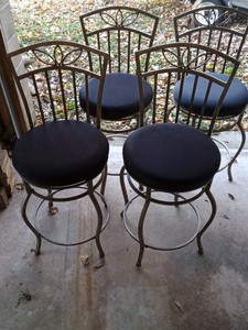 4 swivel metal bar stools with removable seat covers for washing