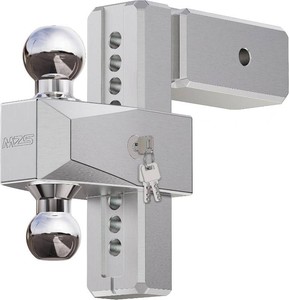 $190 MZS Adjustable Trailer Hitch - Fits 3 Inch Receiver Hitch - 8-Inch Adjustable Drop Hitch - Heavy Duty Aluminum Tow Hitch for Truck(21,000 LBS GTW) Chrome