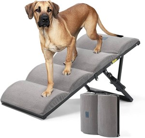 Veehoo Foldable Dog Ramp for Bed Couch Large Dogs, Adjustable 12-20 High  Portable Dog Stairs 17 Extra Wide for Small Medium Large Pet, Folding Indoor Doggie Steps with Non-Slip Pad, up to 150lbs