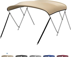 $117 KEMIMOTO Bimini Top for Boat, Bimini Tops Cover 600D Marine Grade Canvas Boat Canopy with 6ft Length 54 in - 96 in Width 46 in Height, Includes Mounting Hardware, Straps Rear Support Poles