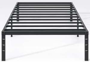 NEW JETO Metal Bed Frame,Twin Size Bed Frame with Storage Space,Heavy Duty Sturdy Mattress Foundation,Easy Assembly,No Box Spring Needed, Black,14 Inch,Twin