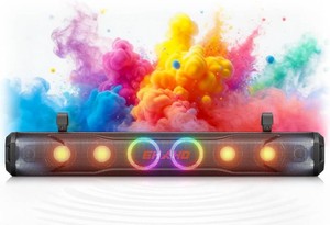 $255 Ehaho 35 UTV Sound Bar, Golf Cart Speaker Bluetooth with RGB Party Lights  8-Speaker SXS SoundBar, IP66 Waterproof ATV Speaker System with EQ, Party Mode, RF Remote, AUX for Polaris RZR CFmoto Can-Am