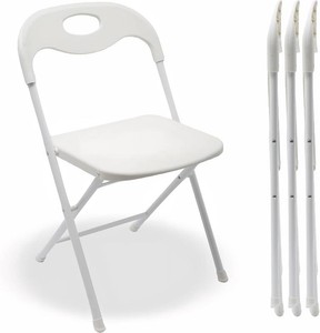 Huacan 4 Pack White Folding Chair  Portable Stackable Commercial Foldable Chair Reinfoced Steel Frame for Comfortable Event Chair-Lightweight Folding Chair