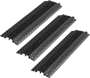 VEVOR 3 Pack Drop Over Cable Cover, 2 Channel Heavy Duty Cable Hose Protector Ramp, 38.3 Floor Cord Cover, 17,500 lbsAxle Load Capacity, for Traffic Areas, Indoor, Outdoor, Home, Office, Warehouse
