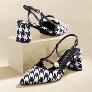 36, Midnight Velvet Houndstooth Slingback