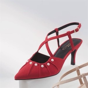 Size 42 Faux-Pearl Trimmed Ankle Strap Pump