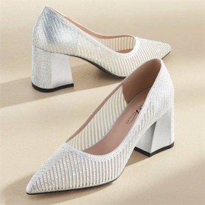Size 8.5 Midnight Velvet Rhinestone Stripe Pump