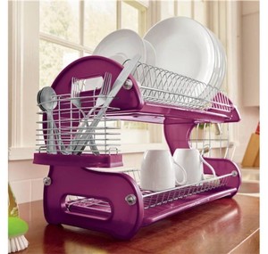 Space-Saving 2-Tier Dish Drying Rack with Utensil Holder