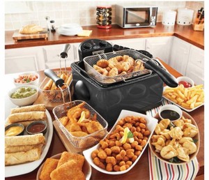 Ginnys 4-Quart Triple Basket Deep Fryer with Timer