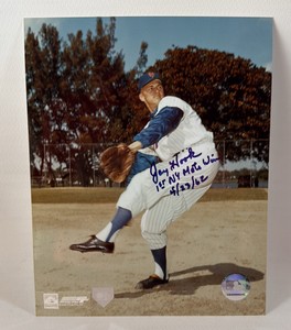Jay Hook Autographed and Inscribed 1st NY Mets Win 42362 8x10 Baseball Photo with COA