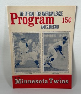 1963 Minnesota Twins Vintage Baseball Official Program and Scorecard (unscored) - great condition