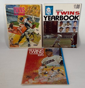 1968, 1969, 1970 Minnesota Twins Vintage Baseball Yearbooks - great condition