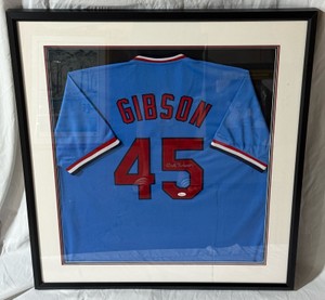 Bob Gibson Autographed w JSA COA St. Louis Cardinals Baseball Jersey Custom Framed 33x36