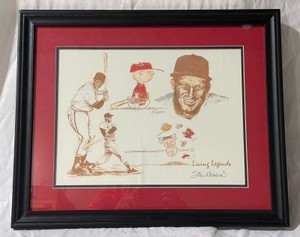 Stan Musial Autographed Living Legends Peanuts Baseball Print Custom Framed 22x18