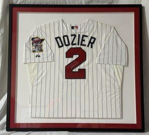 Brian Dozier Autographed Minnesota Twins Baseball Jersey w COA Custom Framed 35x33