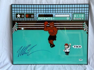 Mike Tyson Autograph w PSA DNA Cert 20x16 Punch Out Video Game Boxing Print
