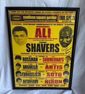 Earnie Shavers Autograhed Shavers vs. Ali Vintage Boxing Poster Framed 19x25