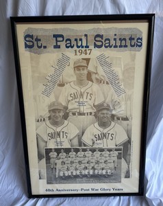 St. Paul Saints Stadium Hung 40th Year Anniversary Framed Baseball Poster