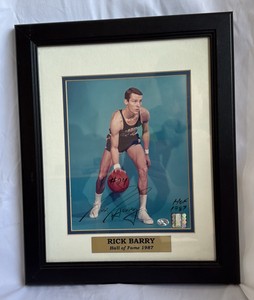 Rick Barry Autographed Basketball Photo w COA Custom Framed