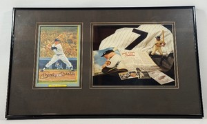 Mickey Mantle Autographed Baseball Card Custom Framed 21x13