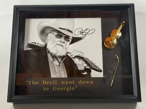 Charlie Daniels Autographed Photo in Custom Shadow Box 15x12