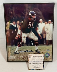 Dick Butkus Autographed w Schwartz Authentication Chicago Bears Football Photo