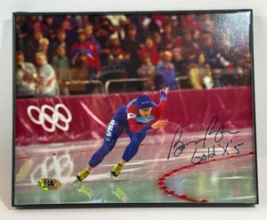 Bonnie Blair Autographed w Authentication Inscribed Gold X 5 Olympic Skating Photo