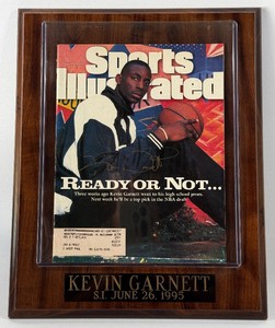 Kevin Garnett Autographed 1st Illustrated Basketball Cover In Custom Plaque Minnesota Timberwolves