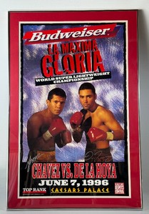 Oscar De La Hoya and Julio Cesar Chavez Autographed 1996 Boxing Promotion Poster - Framed and Matted