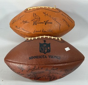 (2) Vintage Minnesota Vikings Facsimile Signature Footballs