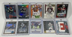 10 Football Autograph Card Lot - most in one-touch cases