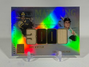 Carl Yastrzemski and Dave Winfield Dual Game Used Bat Relic Card 2002 Tops Matching Marks Number MM-WY Rare Baseball Card