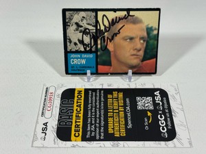 John David Crow autographed 1962 Topps number 140 vintage football card with JSA authentication