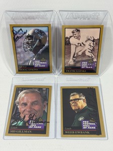 Four autographed 1991 Pro Football Hall of Fame cards Weeb Ewbank, Sid Gilliam, Frank Gatski, Doug Atkins