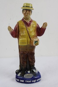 Vintage Ezra Brooks 101 Fisherman Decanter Whiskey Bottle