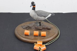 Goose Decoy on Wooden Base