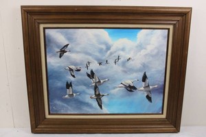 Vintage Signed Mertes 1987 Framed Painting 32 X 26 in
