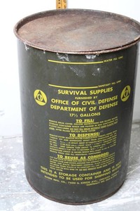 Vintage Civil Defense Survival Supplies 17 12 Gallon Storage Drum