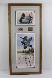 Daniel Pierce Signed Waterfowl Print Framed 17 X 38.5 in