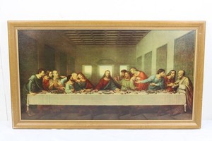 Framed Last Supper Print 32.5 X 18.5 in