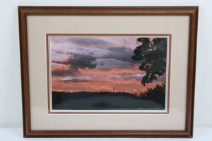 Framed Sunset Landscape Print 17 X 13 in