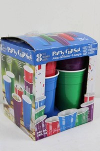 Party Cup Set 32 Oz 8-Cup With Lids & Straws