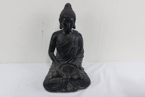Black Seated Buddha Statue With Bowl