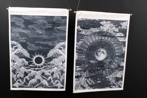 Pair of Moon Phase Wall Hangings 13 X 19 in (Lot of 2)