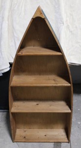 Boat-Shaped Wooden Shelf Unit