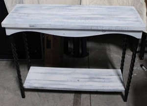 Distressed White Wood Console Table With Metal Legs